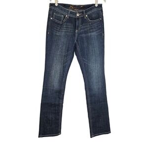 NEW Seven7 10 Straight Leg Dark Wash Jean Flap Pocket Stretch Western Boho